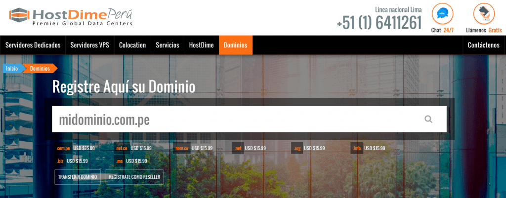 Registro-Dominios-HostDime-Perú